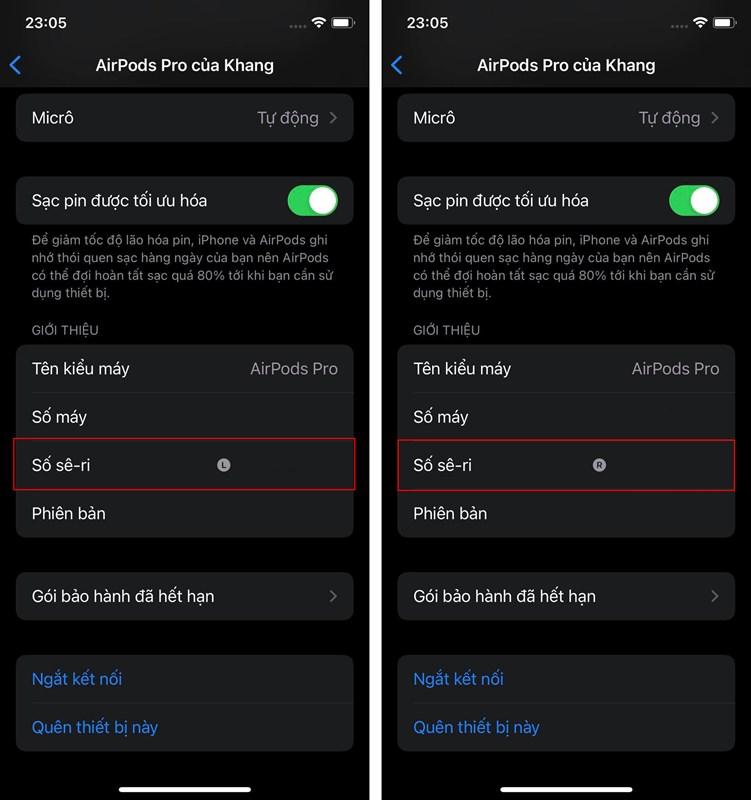 cách kiểm tra số Serial AirPods Pro
