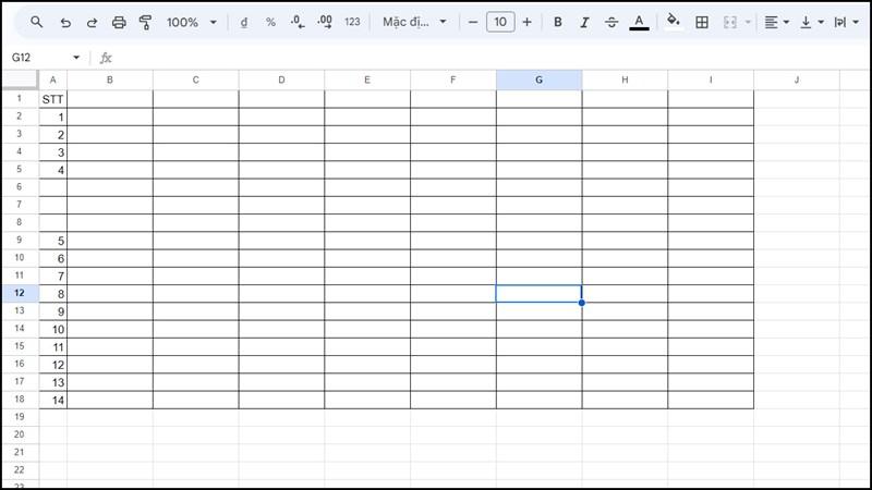 Chèn nhiều dòng vào cuối trang tính trong Google Sheets