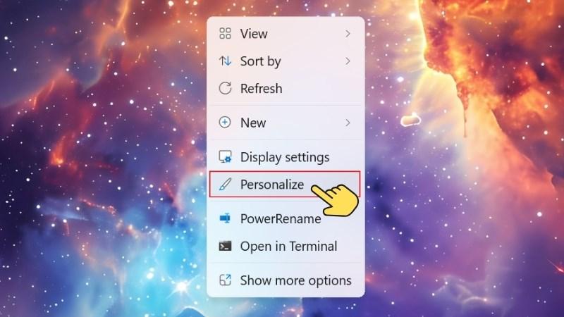 Click chuột phải > Chọn Personalize