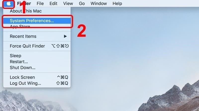 Nhấn vào biểu tượng Apple > Chọn System Preferences
