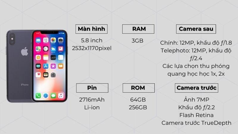 Tổng quan cấu h&igrave;nh iPhone X