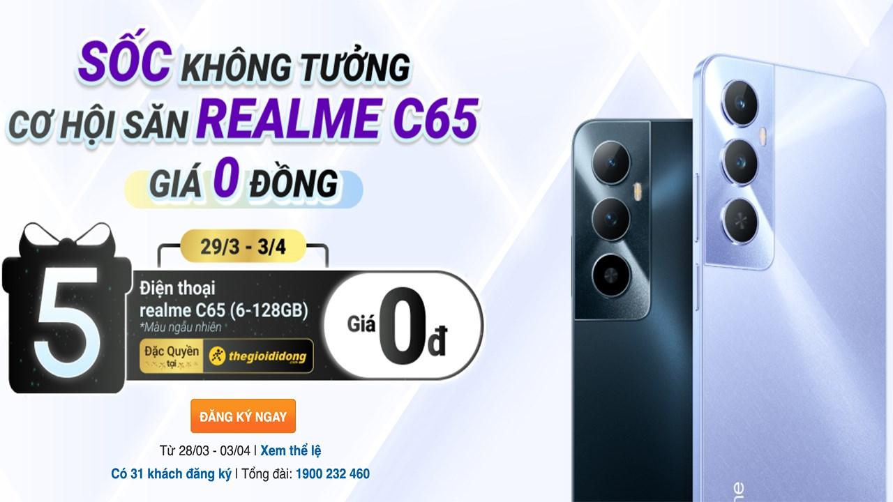 Trúng realme C65 giá 0 đồng là có thật, xem ngay cách thức săn ưu đãi