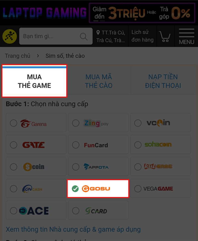 Hướng Dẫn Mua Thẻ GOSU Online Nhanh Chóng, Tiết Kiệm Tại Thế Giới Di Động