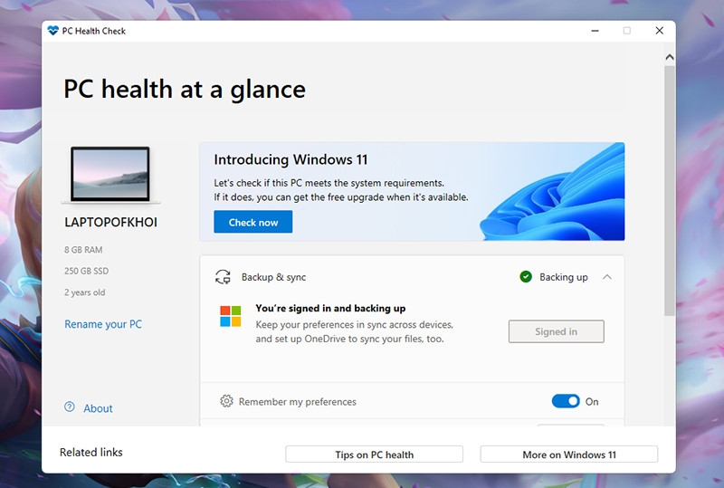 Kiểm Tra Cấu Hình Máy Tính Có Cài Được Windows 11 Với PC Health Check