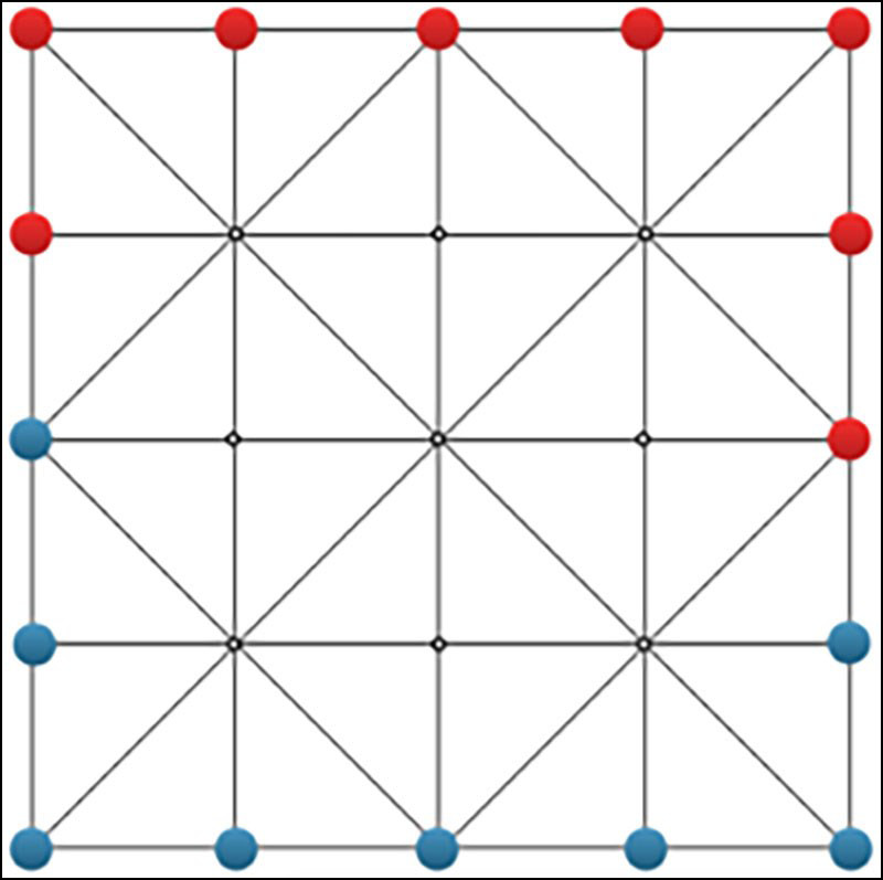 alt: Bàn cờ Gánh 5x5 với các ô vuông