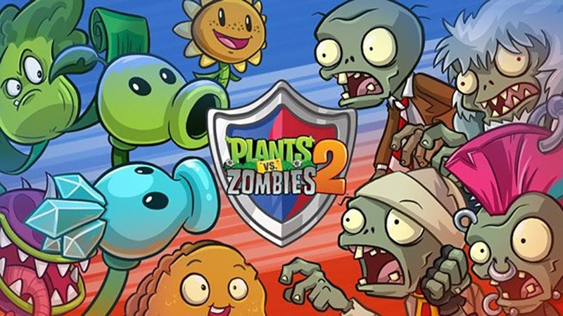 alt text: Cây trồng chiến đấu với zombie trong Plants vs. Zombies 2