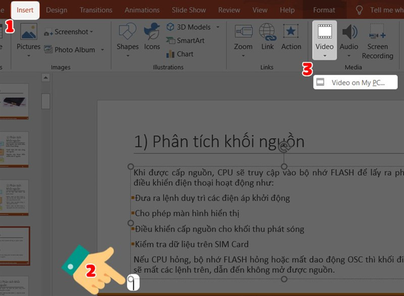 Alt text: Chèn video vào PowerPoint từ máy tính