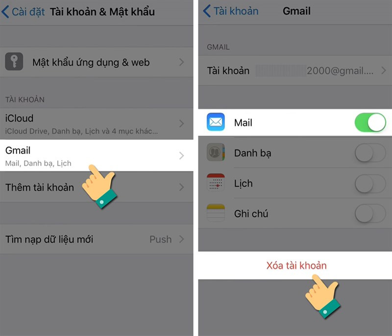 alt text: Chọn tài khoản Gmail trên iOS