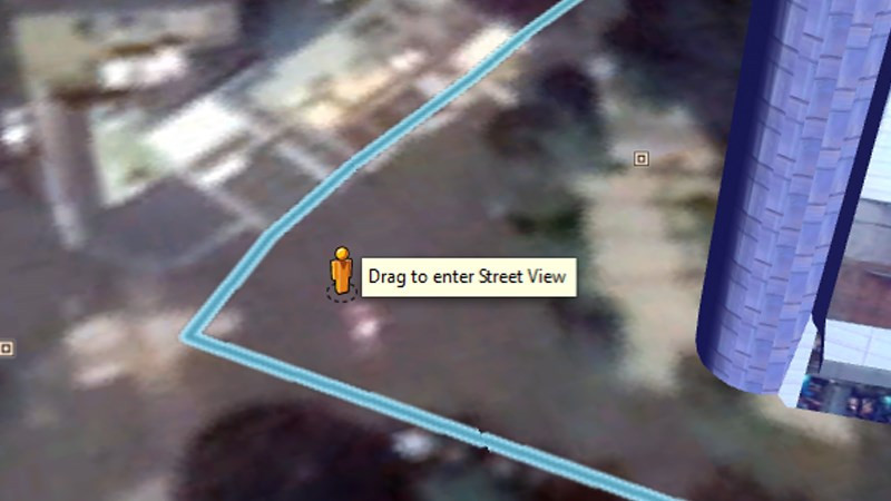 alt text: Giao diện chế độ Street View trên Google Earth