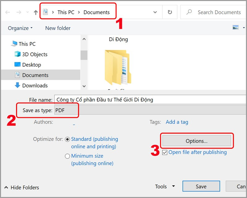 alt text: Lưu file PDF với mật khẩu trong Word