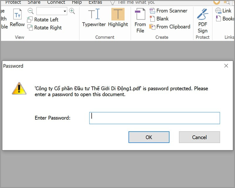 alt text: Nhập mật khẩu để mở file PDF đã được bảo vệ