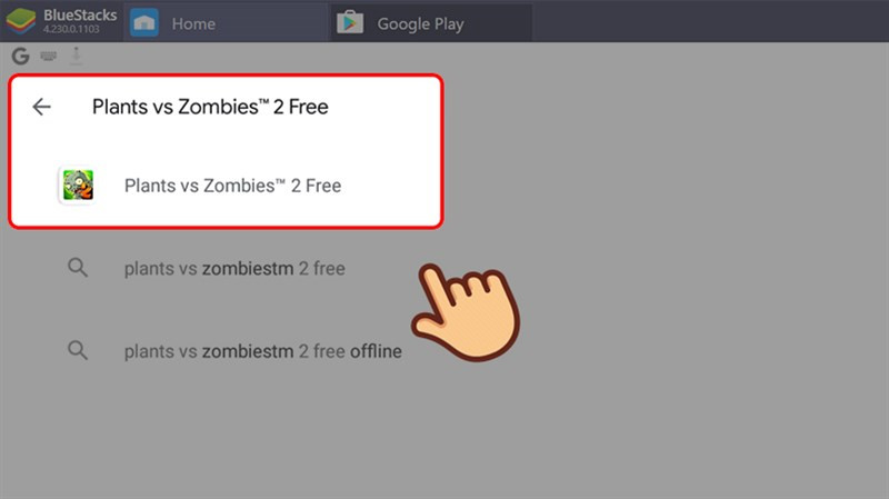 Alt text: Tìm kiếm Plants vs. Zombies 2 trên Google Play Store