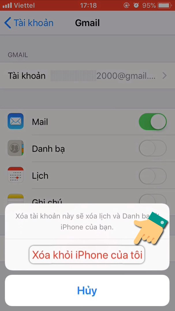 alt text: Xác nhận xóa tài khoản