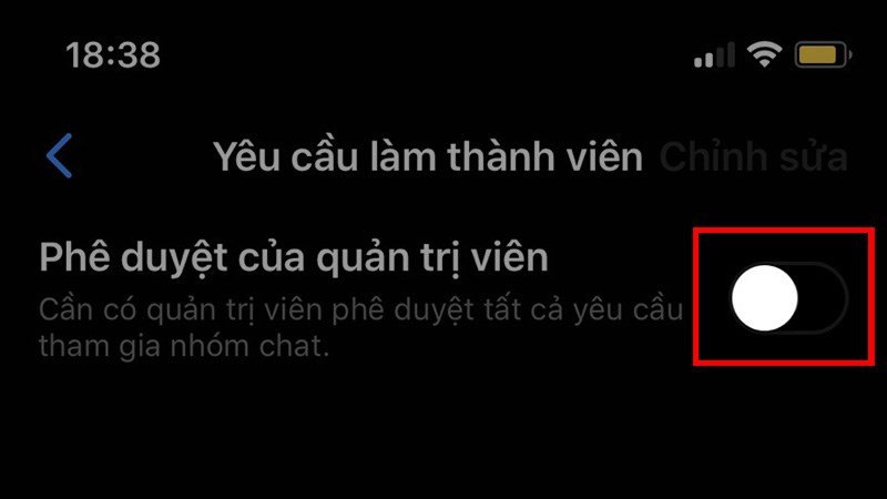 Bật phê duyệt quản trị viên