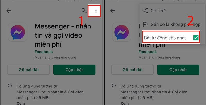 Bật tự động cập nhật Messenger