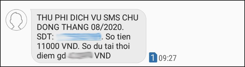 Biểu phí SMS Banking