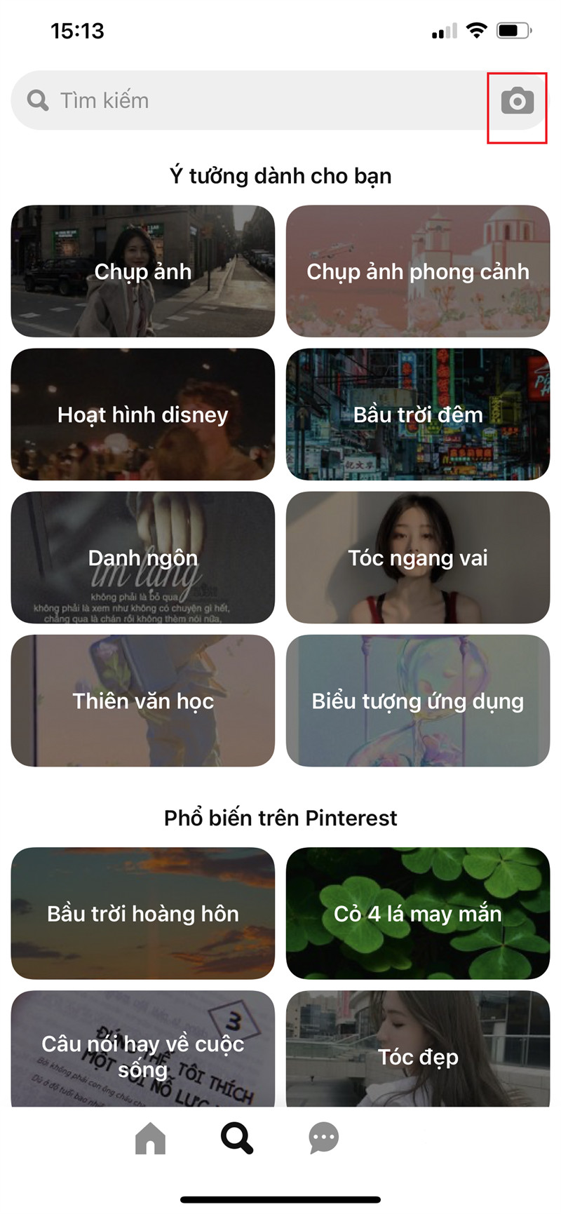 Biểu tượng máy ảnh trên Pinterest