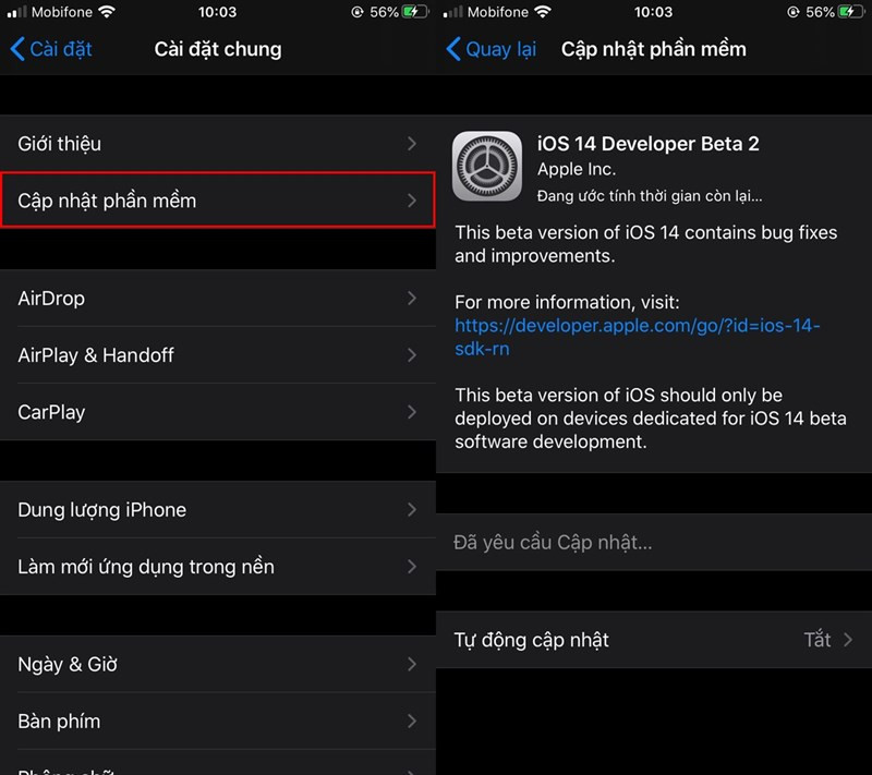 Cập nhật iOS 14