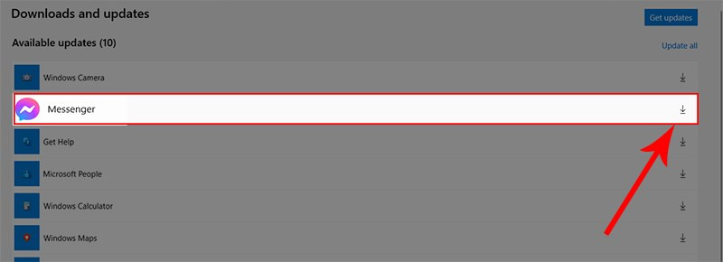 Cập nhật Messenger trên Microsoft Store