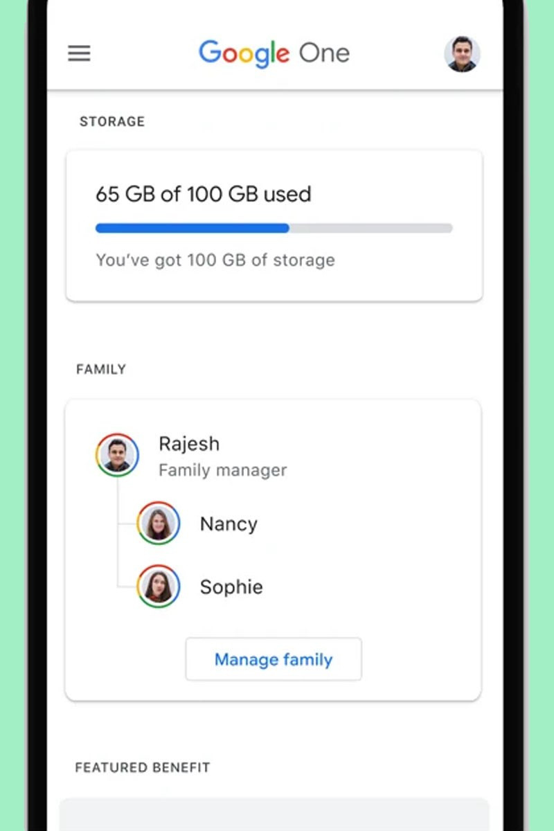 Chia sẻ dung lượng Google One