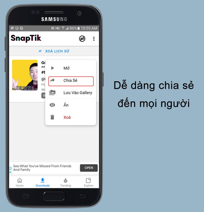 Chia sẻ video TikTok dễ dàng với SnapTik