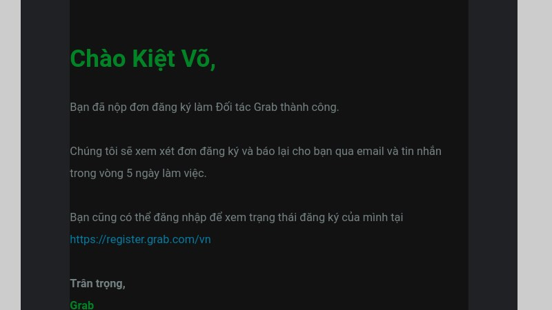 Chờ email thông báo