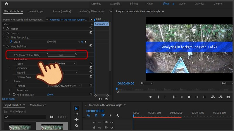 Chờ Premiere Pro xử lý