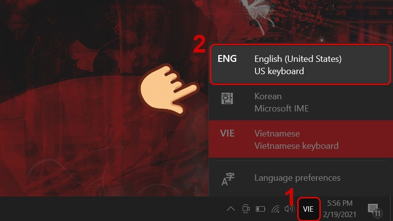 Chọn ENG - English (United States) US Keyboard