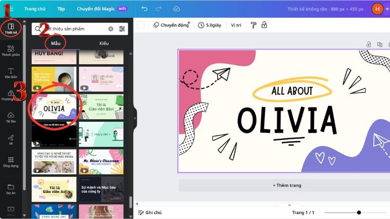Chọn mẫu thiết kế Canva