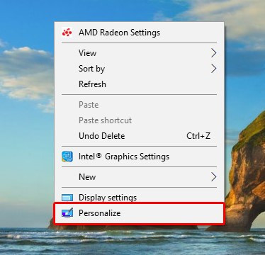 Chọn Personalize từ menu chuột phải