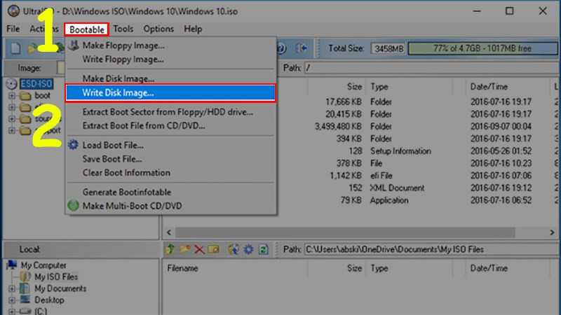 Chọn tab Bootable và Write Disk Image