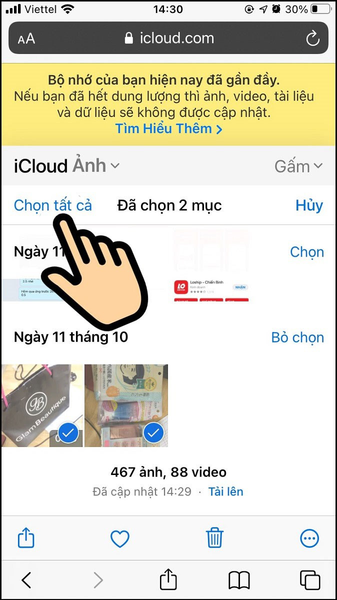 Chọn tất cả ảnh