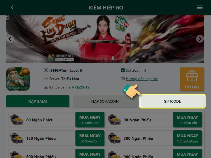 Hướng Dẫn Nhập Code Kiếm Hiệp GO Mới Nhất Để Nhận Quà Khủng