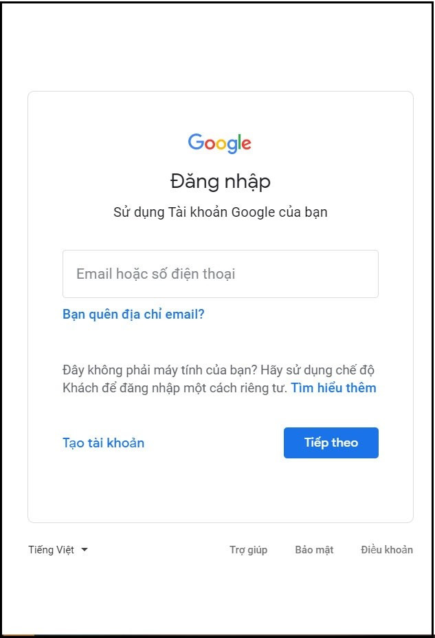 đăng nhập gmail tr&ecirc;n m&aacute;y t&iacute;nh