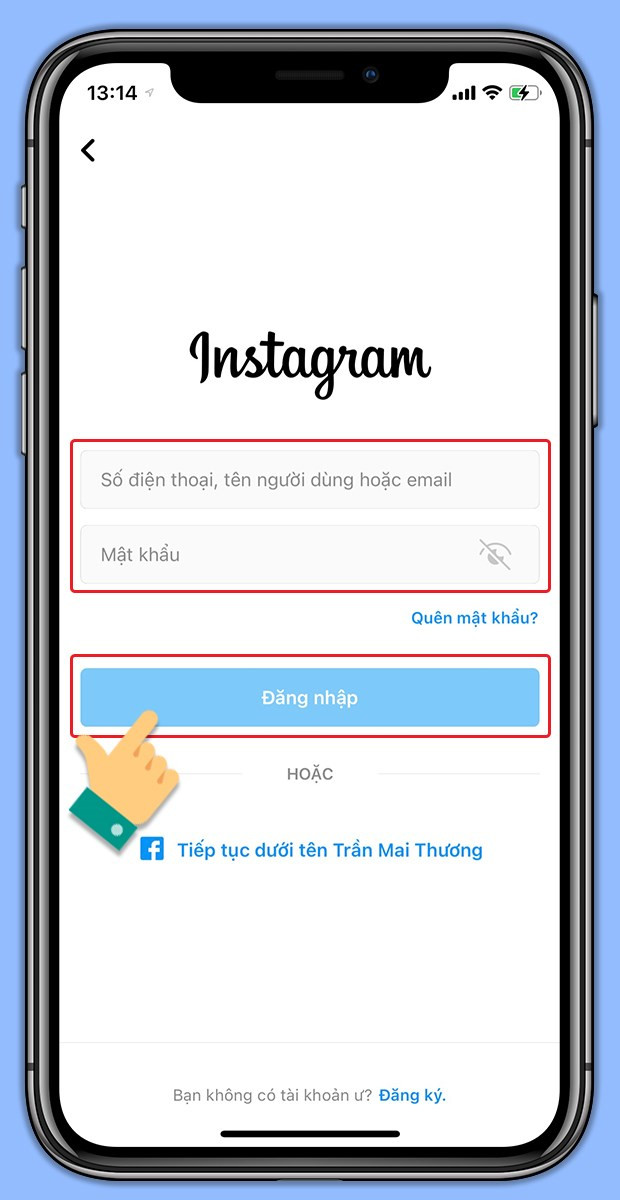 Đăng nhập tài khoản Instagram