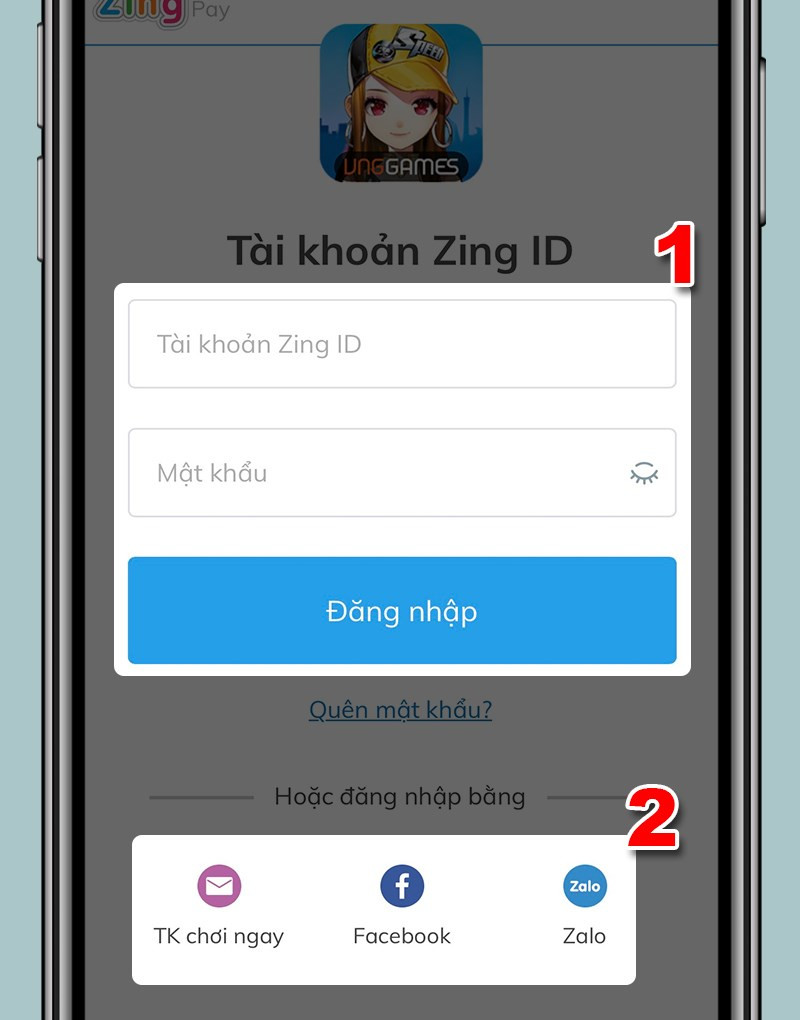 Đăng nhập tài khoản ZingSpeed Mobile