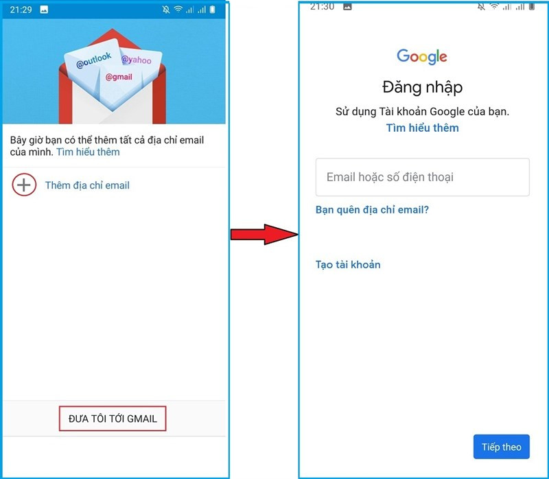 đăng nhập t&agrave;i khoản gmail tr&ecirc;n điện thoại