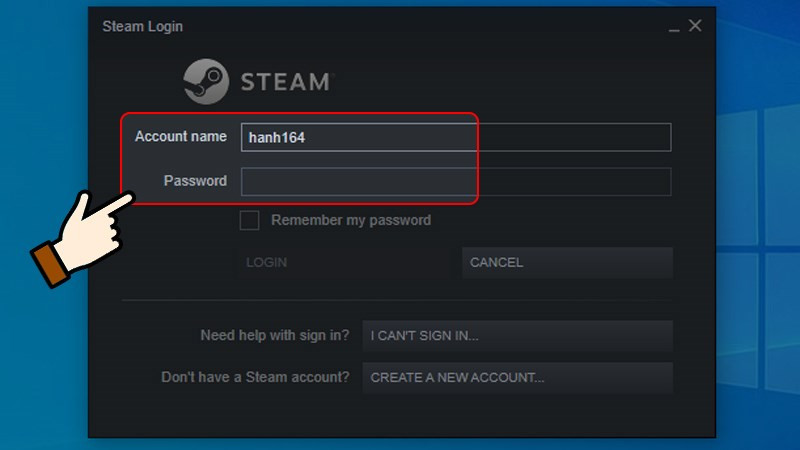 Đăng nhập t&agrave;i khoản Steam