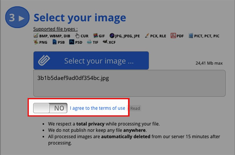 Đồng ý điều khoản sử dụng trên ConvertImage