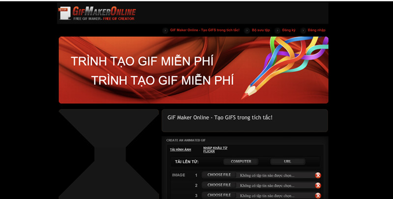 Giao diện trang web GIFMakerOnline.com 