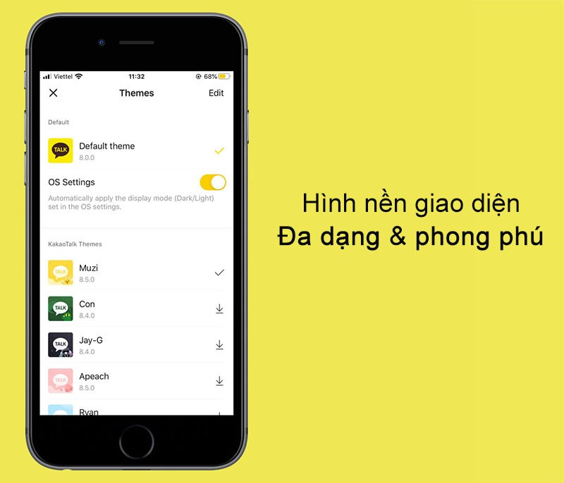 Giao diện và nhãn dán trên KakaoTalk