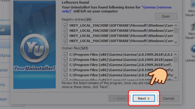 Gỡ Garena bằng Your Uninstaller 4