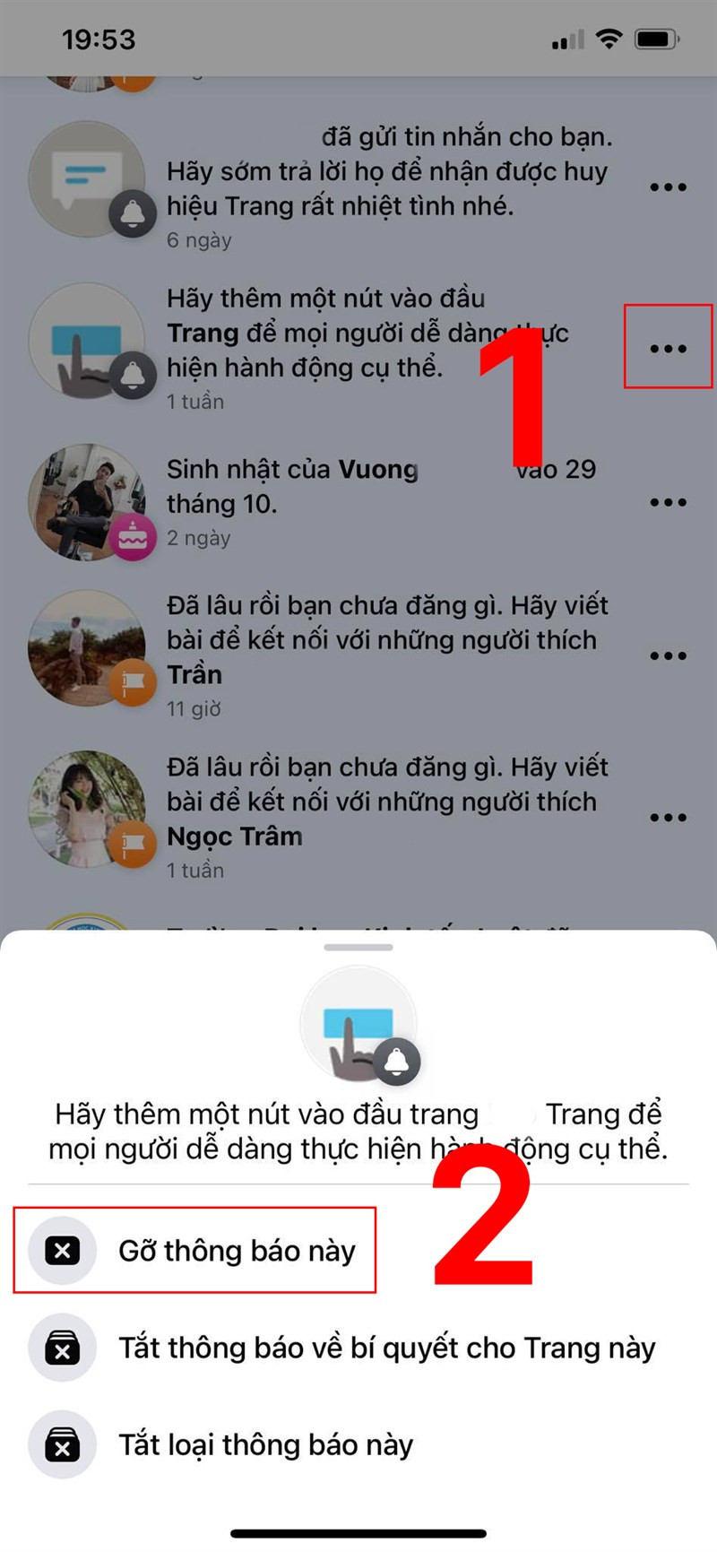 Gỡ thông báo trên ứng dụng Facebook