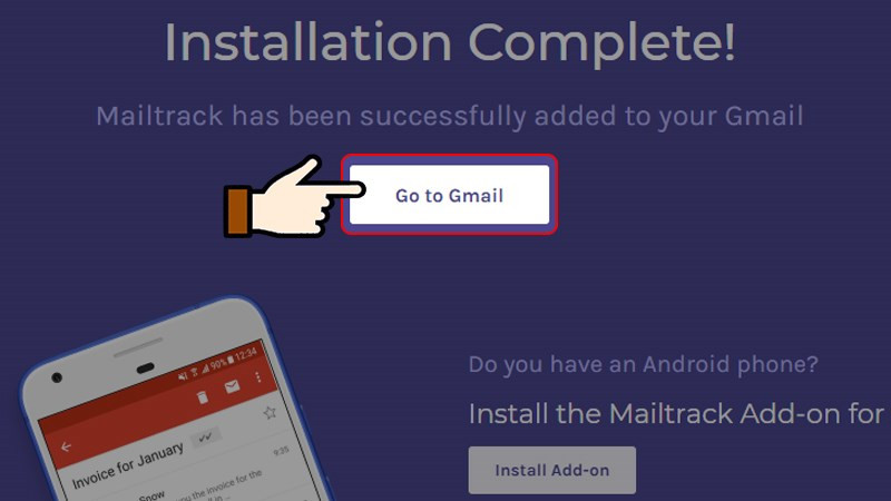 Hoàn tất cài đặt Mailtrack