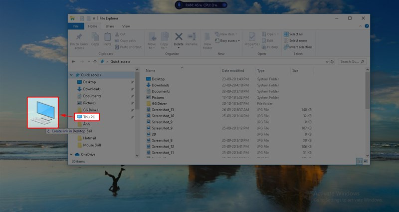 Kéo thả This PC ra Desktop