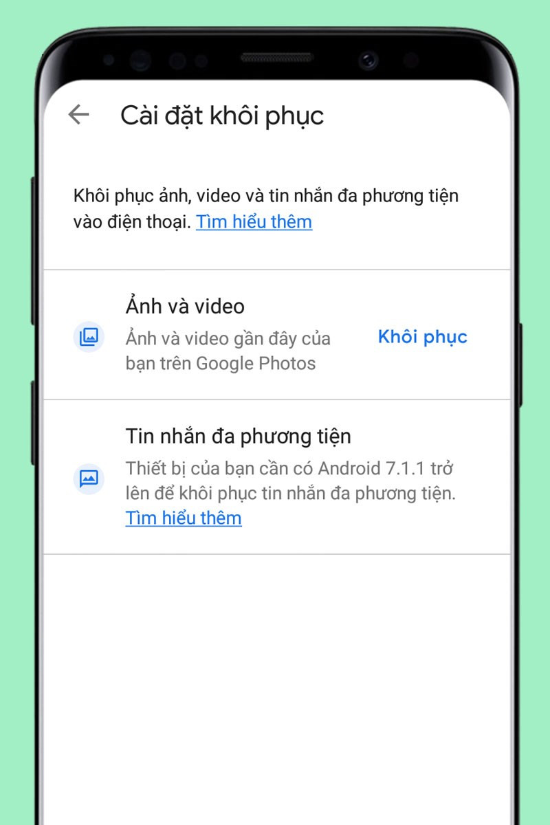 Khôi phục dữ liệu với Google One