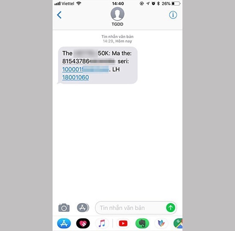 Kiểm tra tin nhắn SMS v&agrave; nhận thẻ