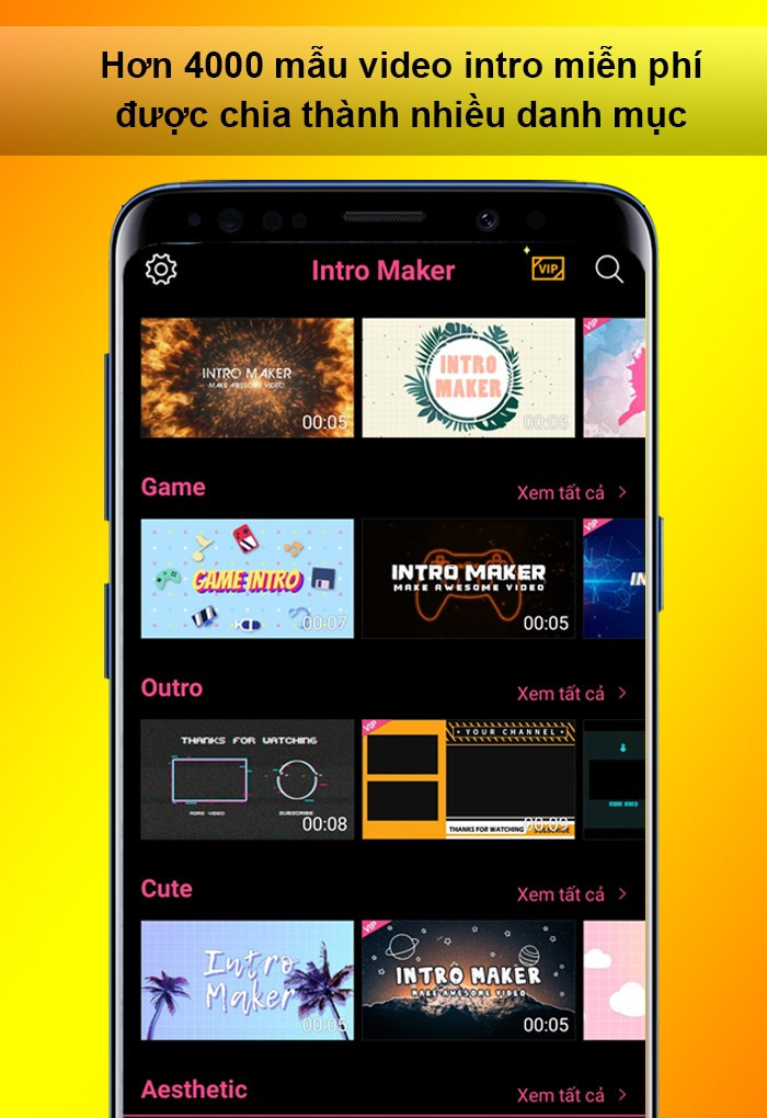 Mẫu intro đa dạng trên Intro Maker for YT