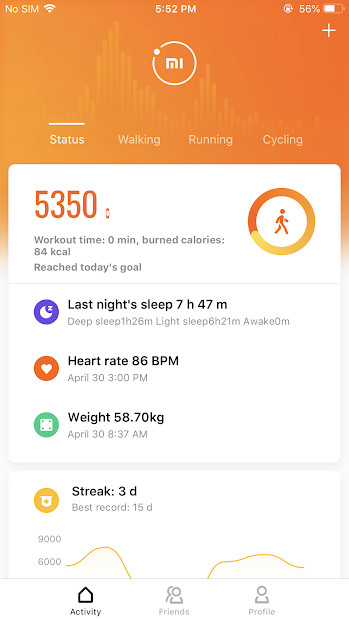 Mi Fit theo dõi các chỉ số sức khỏe