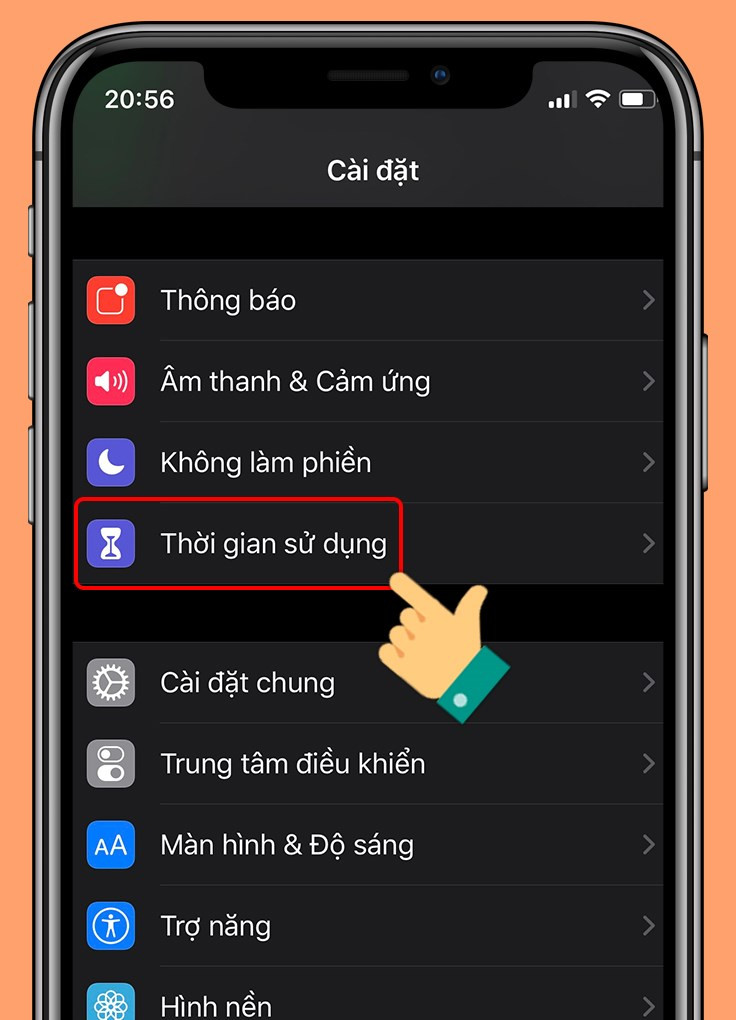 Mở cài đặt Thời gian sử dụng